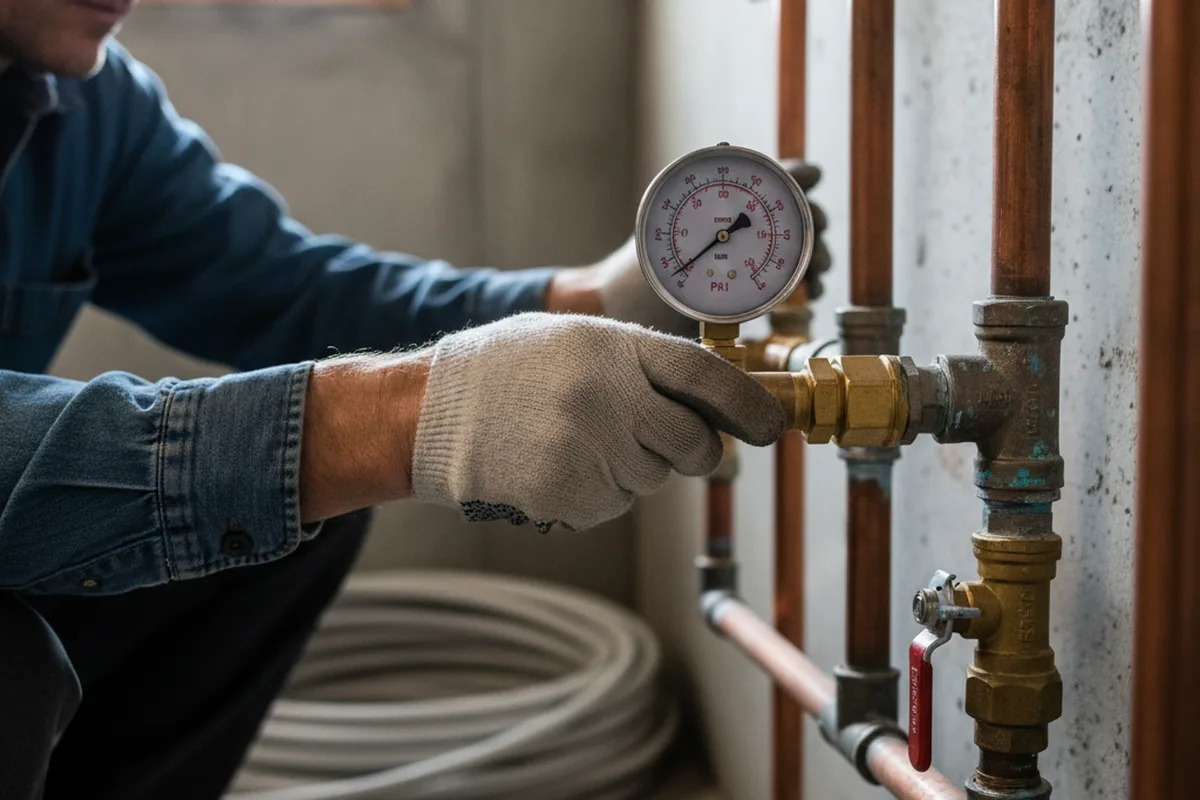 Pressure testing a repaired line during Water Line Repair in Grand Ledge